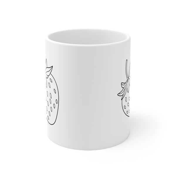 Strawberry Drawing Ceramic Mug (black and white) 11oz